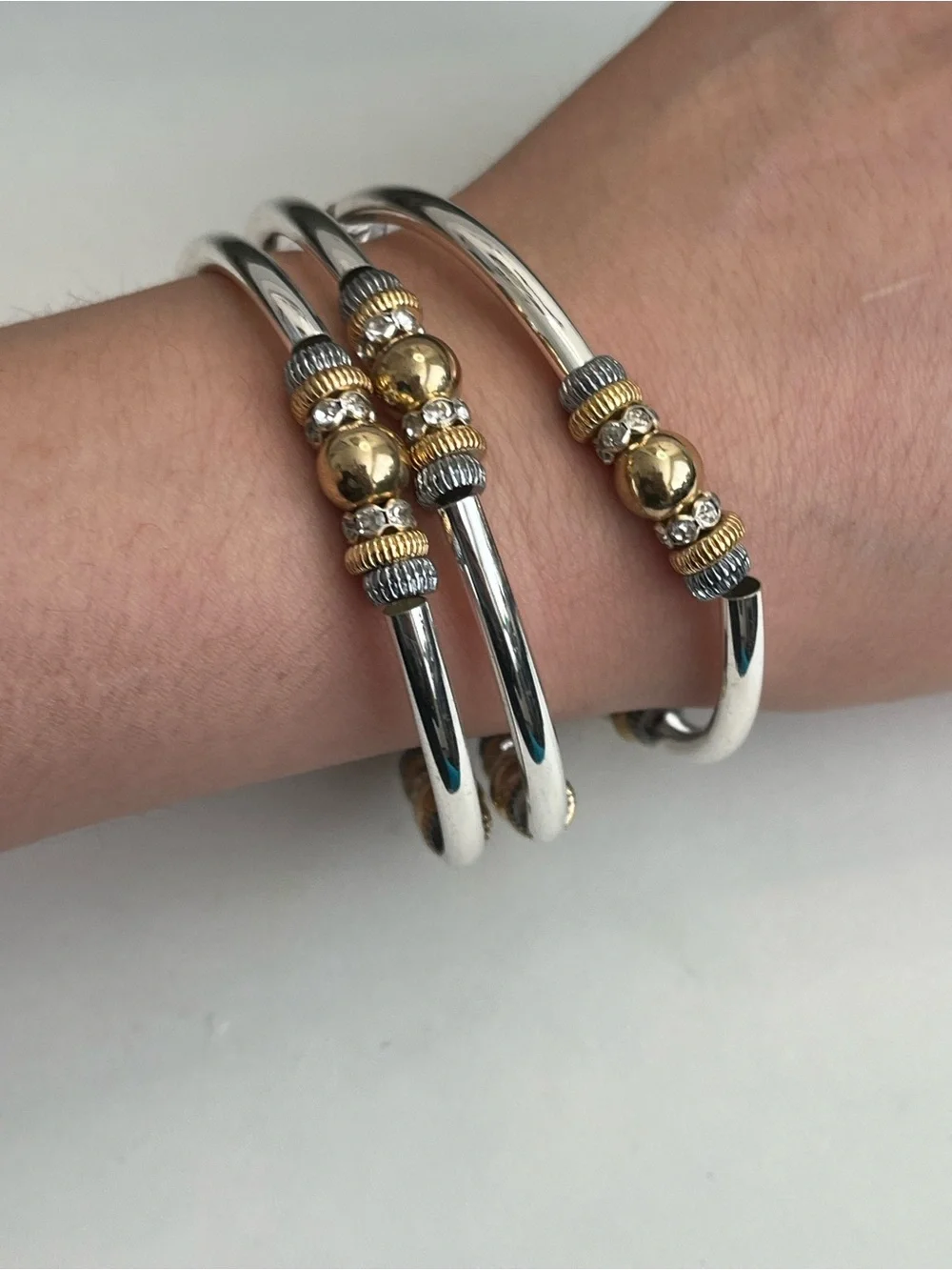NINE WEST SILVER TONE 3 Set STRETCH BRACELET SET